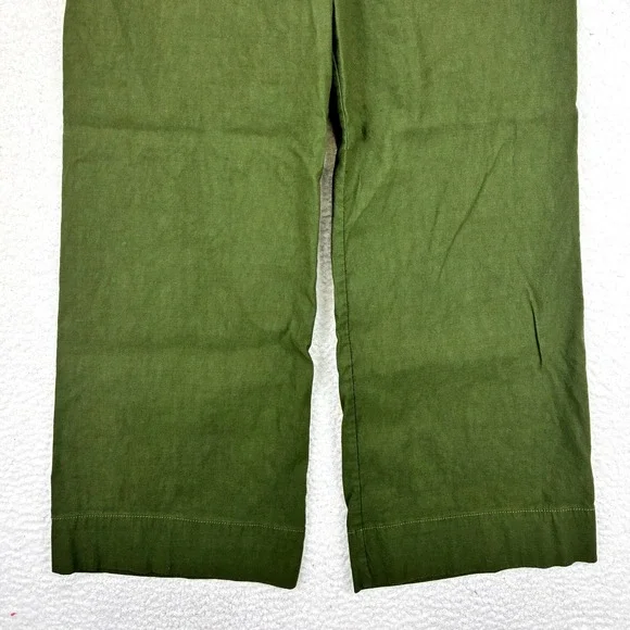 Maeve Colette Pants Women's 31 Green Linen Blend Crop Wide Leg Casual Chic - Picture 4 of 15